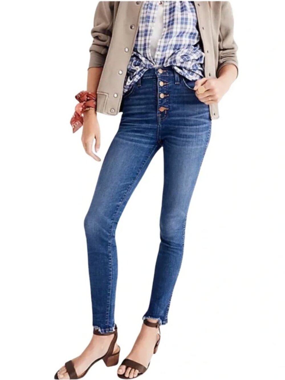 Madewell 10" High-Rise Skinny Jeans Chewed-Hem Edition Exposed Button Fly